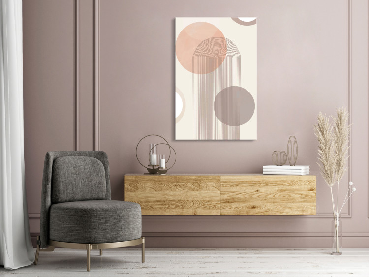 Canvas Wheels and lines - Abstraction with figures on a beige background 136528 additionalImage 3