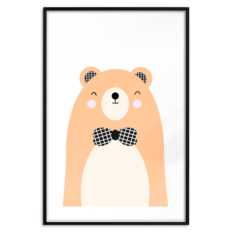 Poster Bear in a Bowtie - colorful funny bear on a white contrasting background 138128 additionalImage 16