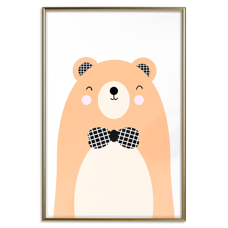 Poster Bear in a Bowtie - colorful funny bear on a white contrasting background 138128 additionalImage 19