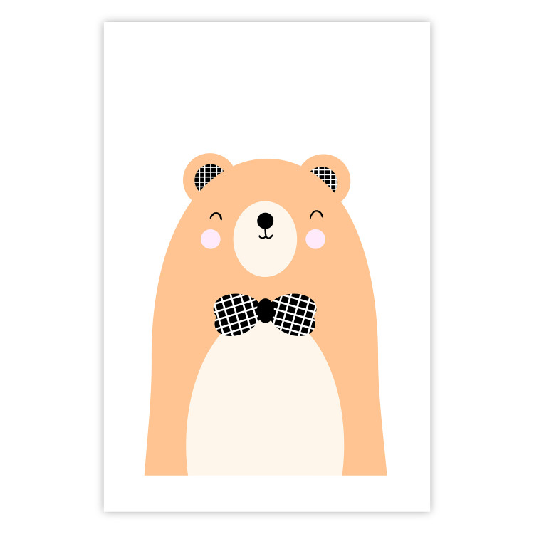 Poster Bear in a Bowtie - colorful funny bear on a white contrasting background 138128 additionalImage 18