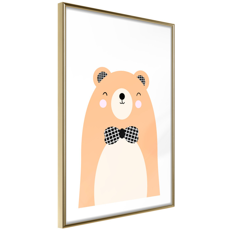 Poster Bear in a Bowtie - colorful funny bear on a white contrasting background 138128 additionalImage 2