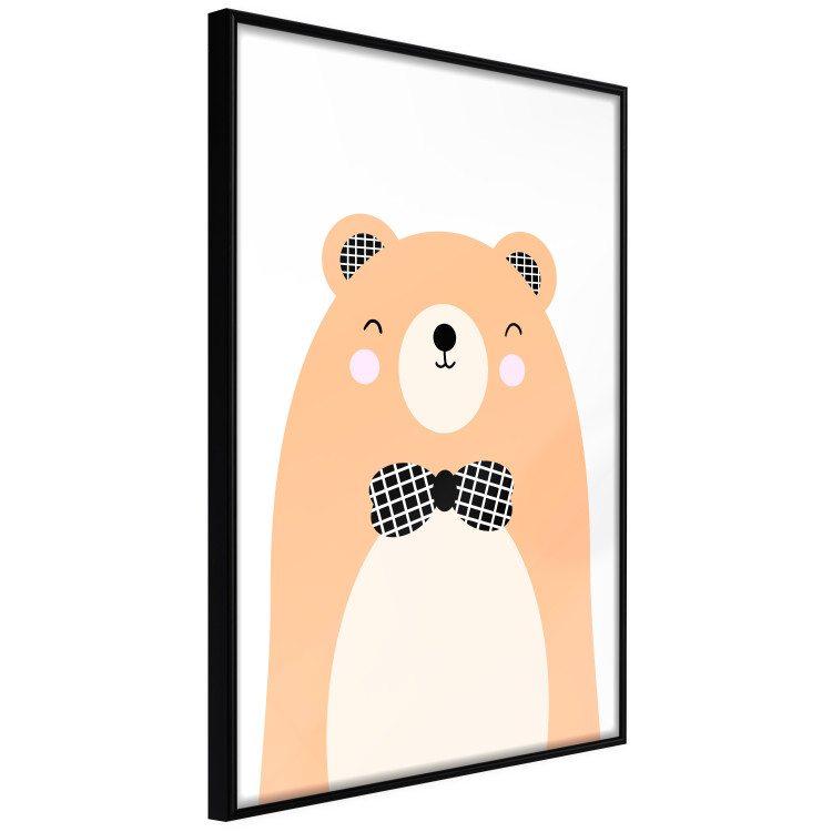 Poster Bear in a Bowtie - colorful funny bear on a white contrasting background 138128 additionalImage 3