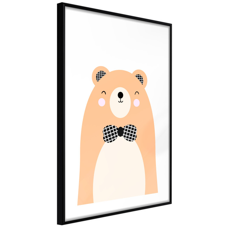 Poster Bear in a Bowtie - colorful funny bear on a white contrasting background 138128 additionalImage 4