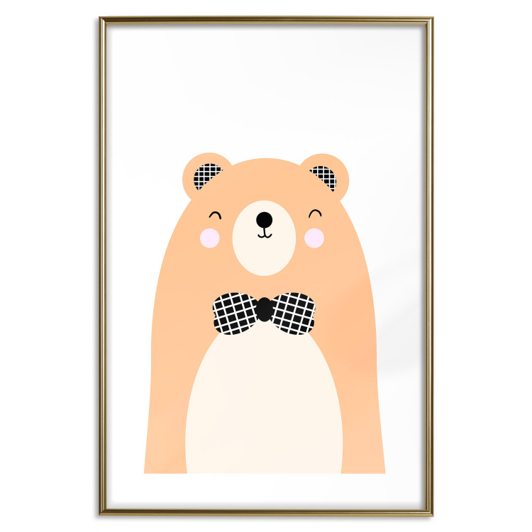 Poster Bear in a Bowtie - colorful funny bear on a white contrasting background 138128 additionalImage 17