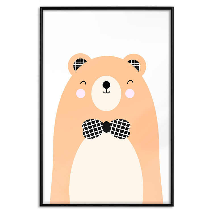 Poster Bear in a Bowtie - colorful funny bear on a white contrasting background 138128 additionalImage 20