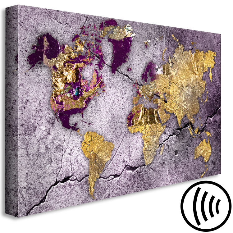 Canvas Print Golden Continents (1-piece) Wide - abstraction with a world map 138628 additionalImage 5