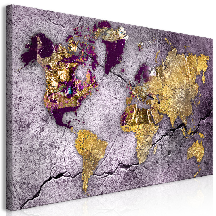 Canvas Print Golden Continents (1-piece) Wide - abstraction with a world map 138628 additionalImage 2