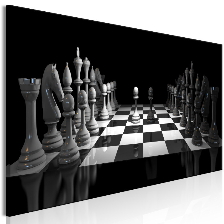 Canvas Print Chess Game (1-piece) Narrow - black and white unique abstraction 142528 additionalImage 2