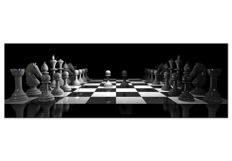 Canvas Print Chess Game (1-piece) Narrow - black and white unique abstraction 142528