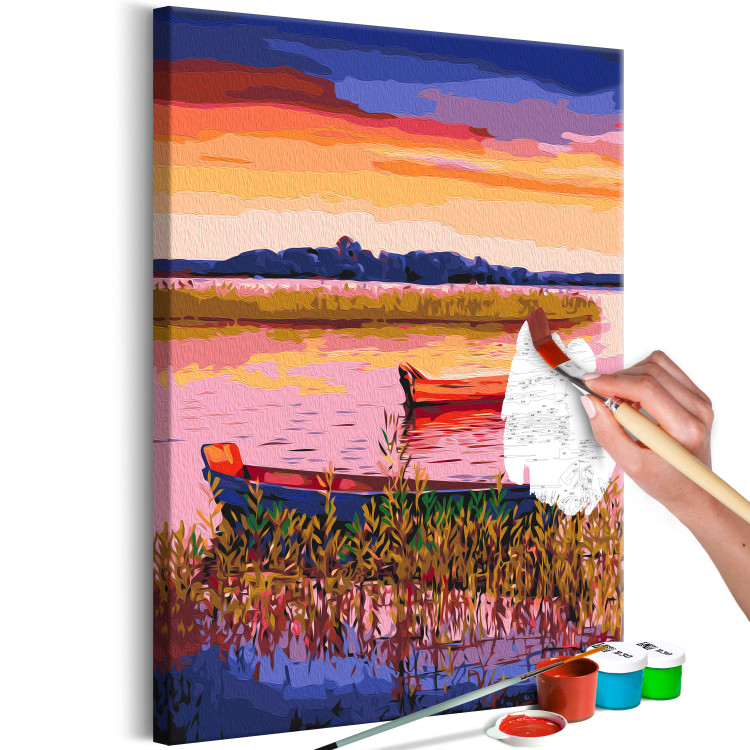 Paint by number Magic Lake - Rushes, Floating Boats and Colorful Sky 144528 additionalImage 6