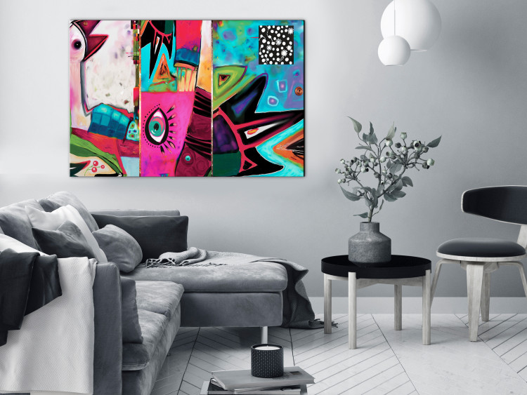 Canvas Cheerful Bird (1-piece) - colorful abstraction in unusual shapes 144728 additionalImage 3