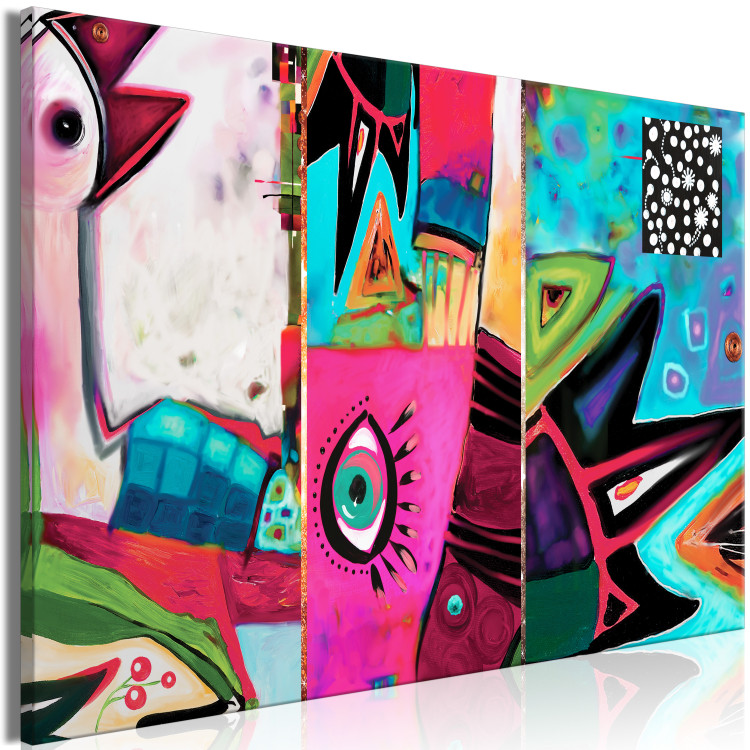 Canvas Cheerful Bird (1-piece) - colorful abstraction in unusual shapes 144728 additionalImage 2