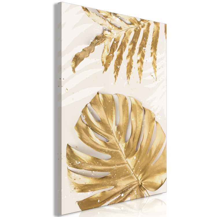 Canvas Print Golden Leaves With a Monstera - Elegant Plants With a Festive Atmosphere 148428 additionalImage 2
