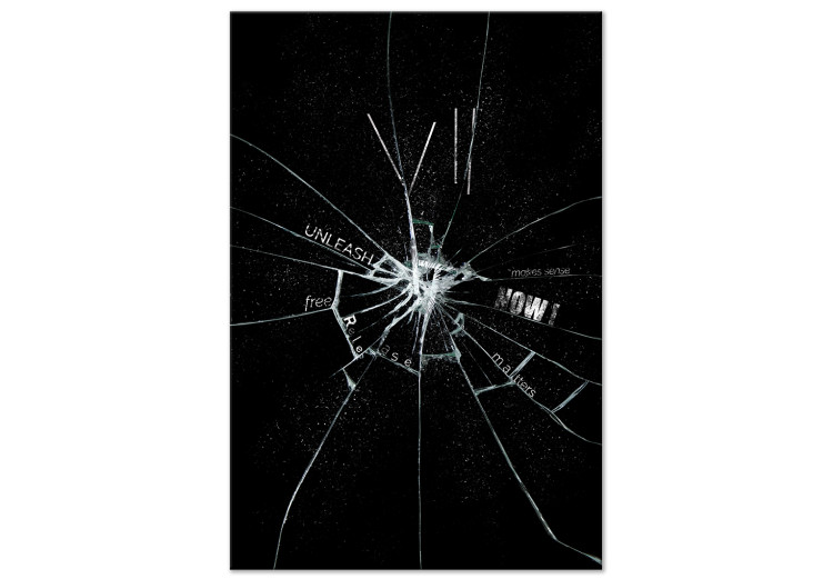 Canvas Art Print Seven Sins (1-piece) - abstraction in cracked glass and inscriptions 148828