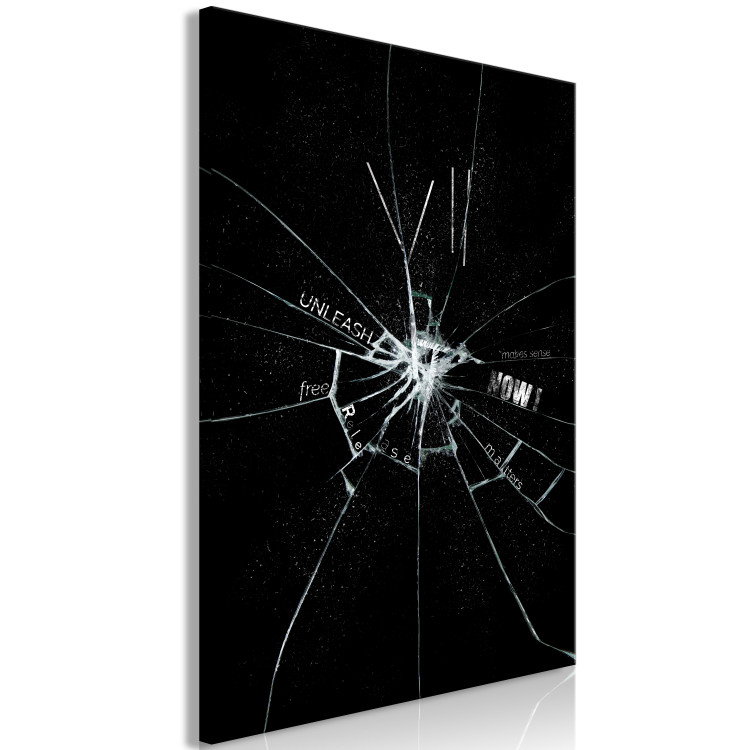 Canvas Art Print Seven Sins (1-piece) - abstraction in cracked glass and inscriptions 148828 additionalImage 2