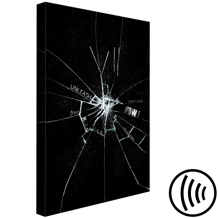 Canvas Art Print Seven Sins (1-piece) - abstraction in cracked glass and inscriptions 148828 additionalImage 6