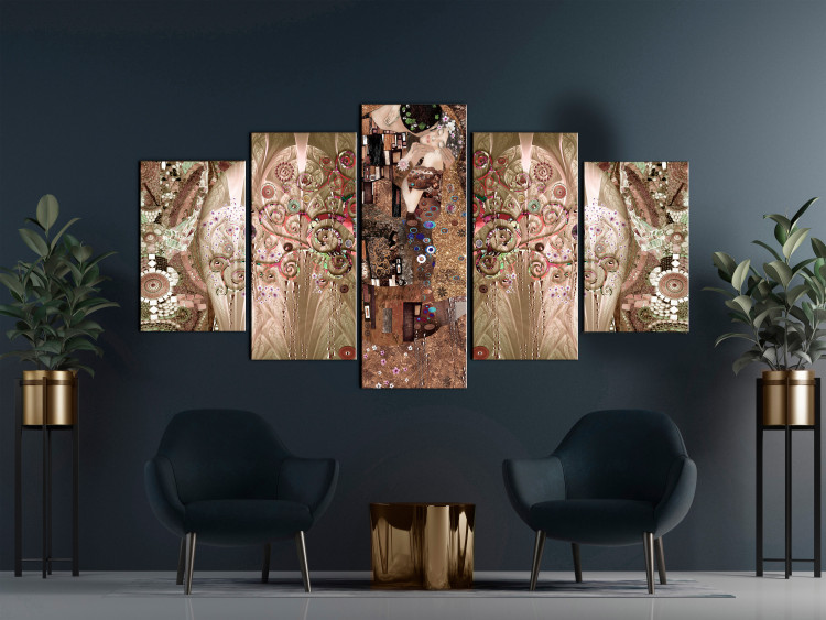 Canvas Print Klimt's Lovers (5-piece) Wide - kiss among trees 149128 additionalImage 3