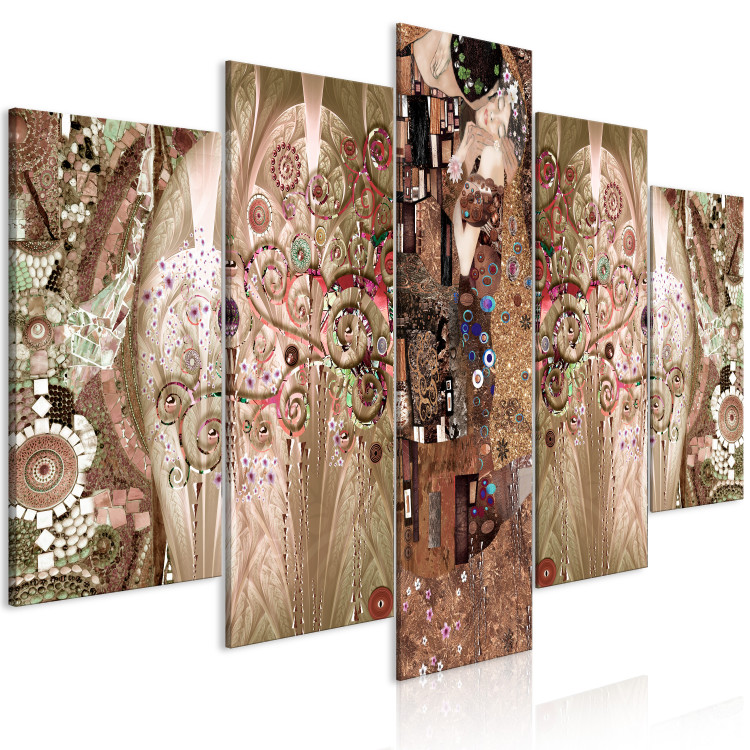 Canvas Print Klimt's Lovers (5-piece) Wide - kiss among trees 149128 additionalImage 2