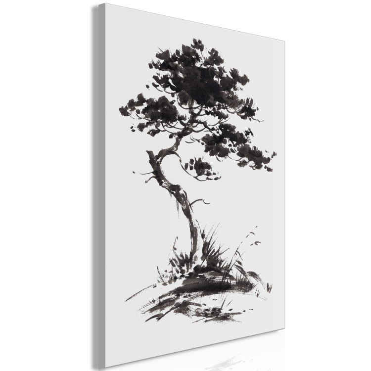 Canvas Art Print Japanese Pine - Oriental Motif Painted With Black Ink 149828 additionalImage 2