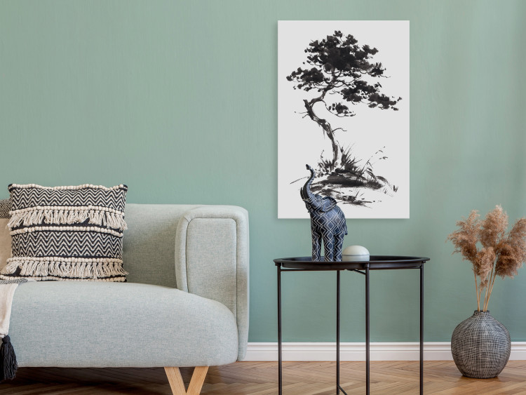 Canvas Art Print Japanese Pine - Oriental Motif Painted With Black Ink 149828 additionalImage 3