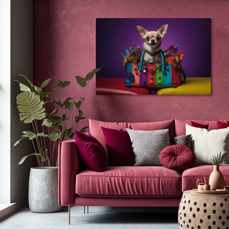 Canvas Print AI Chihuahua Dog - Tiny Animal in a Colorful Bag - Horizontal 150128 additionalImage 9