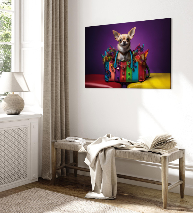 Canvas Print AI Chihuahua Dog - Tiny Animal in a Colorful Bag - Horizontal 150128 additionalImage 10