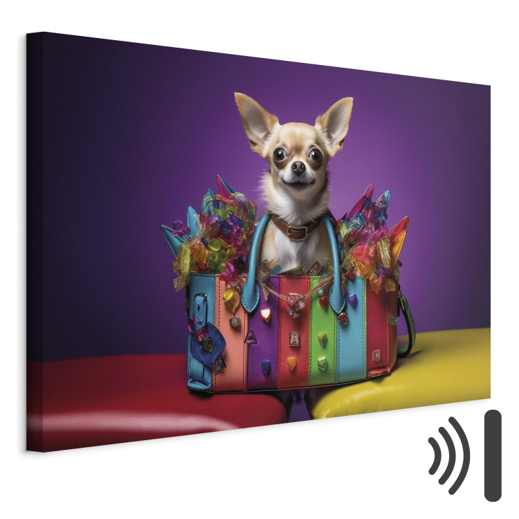 Canvas Print AI Chihuahua Dog - Tiny Animal in a Colorful Bag - Horizontal 150128 additionalImage 8