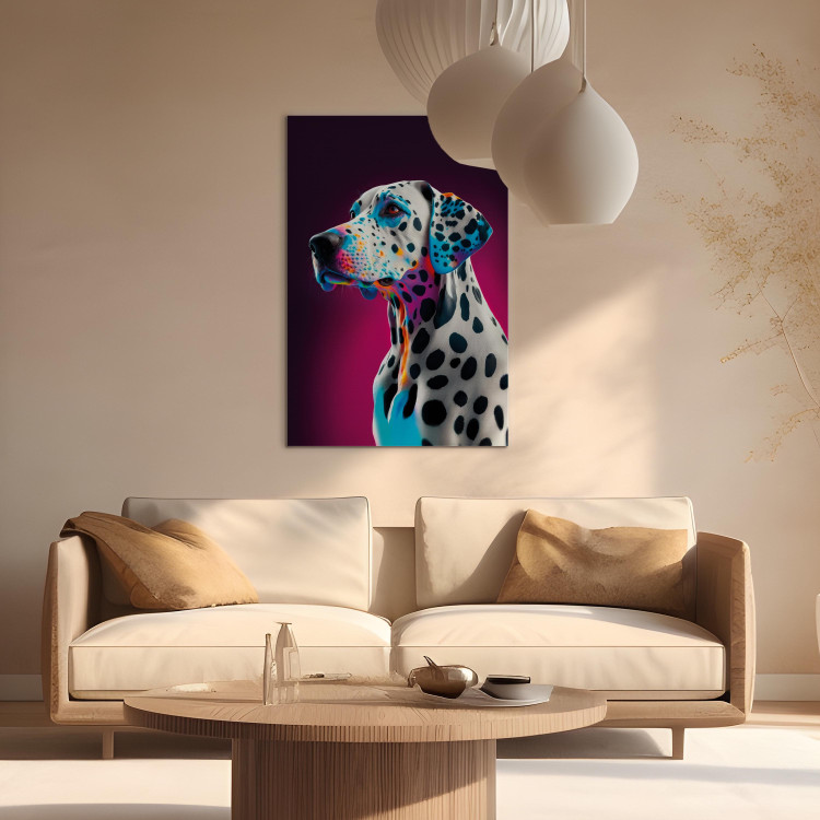 Canvas Print AI Dalmatian Dog - Spotted Animal in a Pink Room - Vertical 150228 additionalImage 9