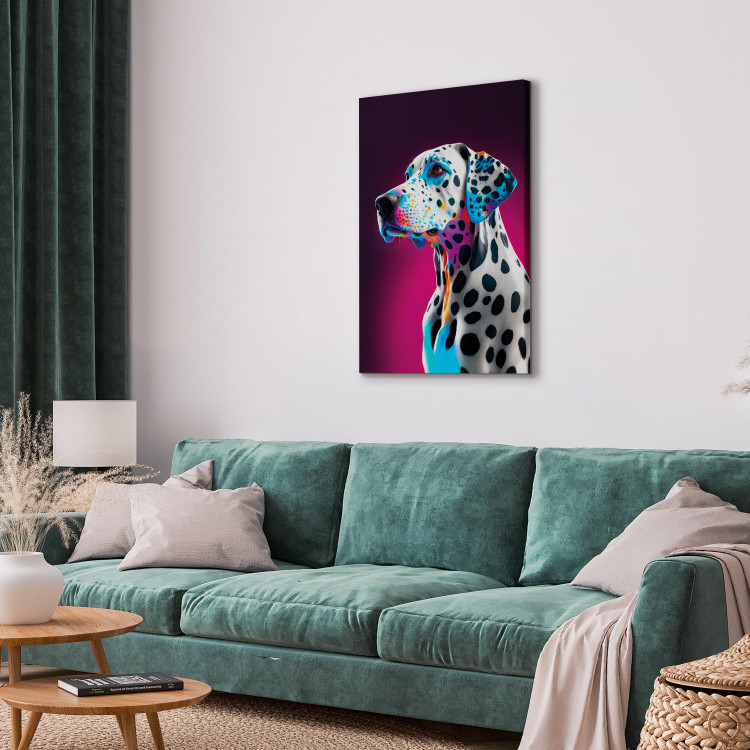 Canvas Print AI Dalmatian Dog - Spotted Animal in a Pink Room - Vertical 150228 additionalImage 4