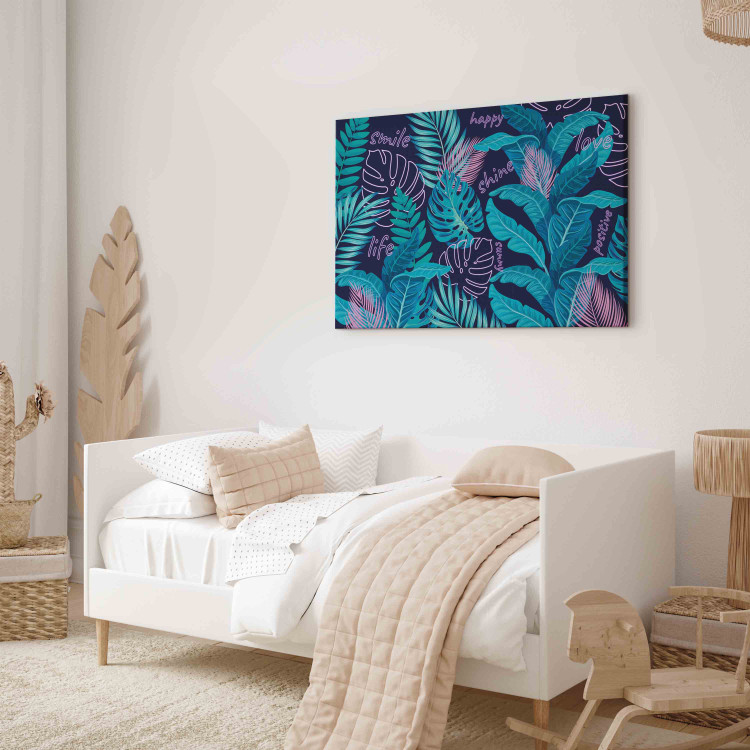 Canvas Neon jungle - leaves and inscriptions in bright and vivid colors 151228 additionalImage 11
