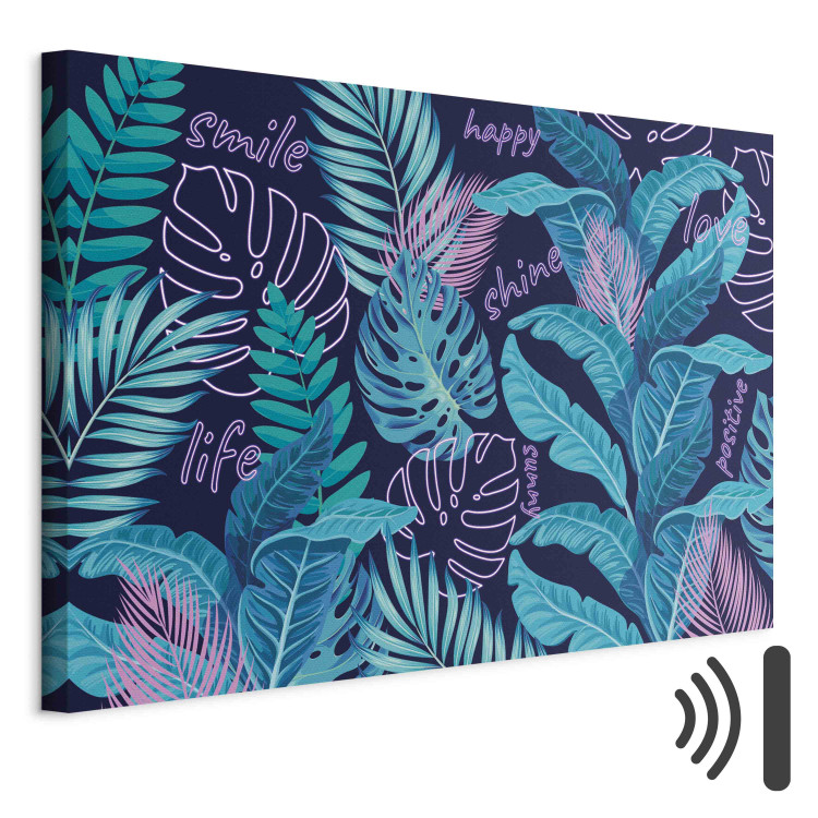 Canvas Neon jungle - leaves and inscriptions in bright and vivid colors 151228 additionalImage 8