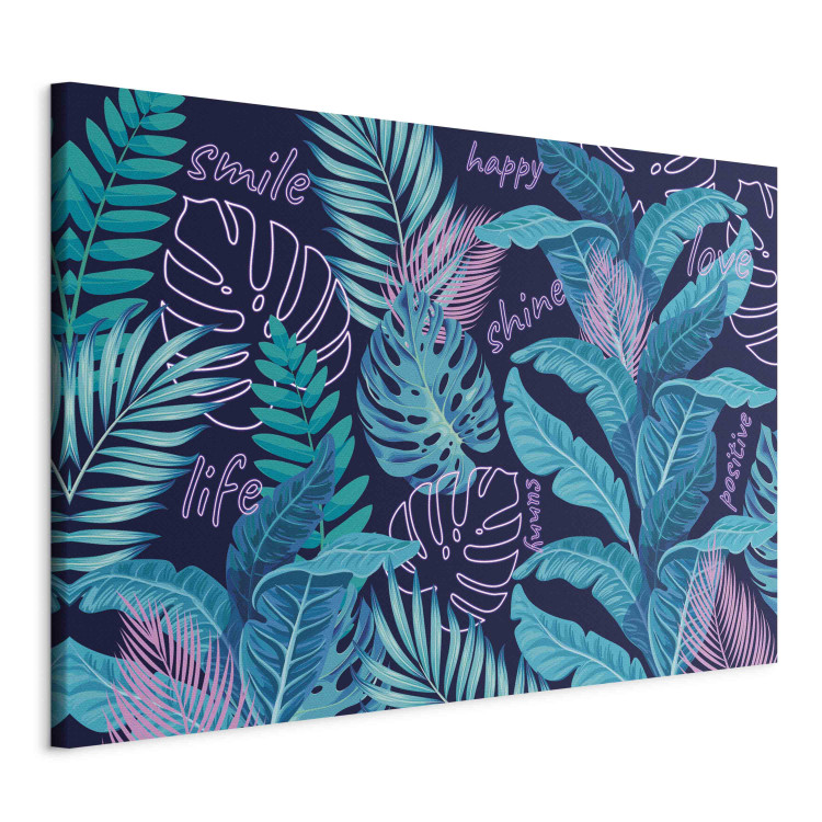 Canvas Neon jungle - leaves and inscriptions in bright and vivid colors 151228 additionalImage 2