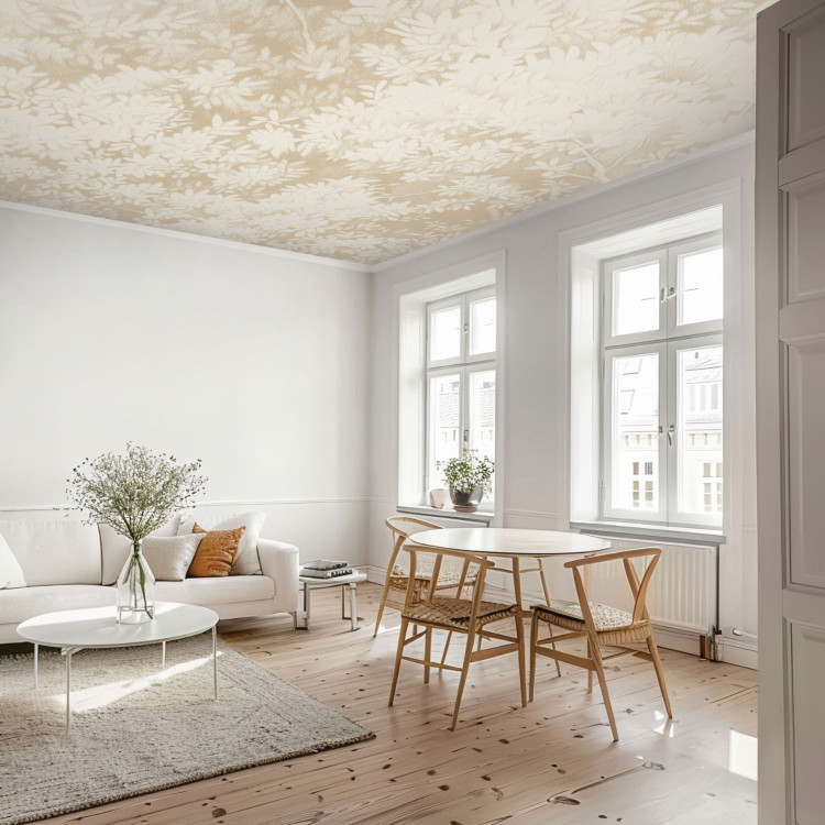 Wall Mural Leaf Texture - Delicate Drawing In Retro Style and Sepia Colors 159928