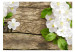 Wall Mural Nature - Raw Wood surrounded by White Flowers with Green Leaves 60728 additionalThumb 1