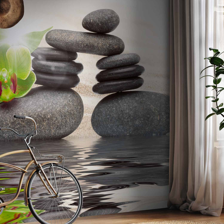 Wall Mural Asian Feng Shui Culture - Zen stones on a water surface with an orchid 61428 additionalImage 7