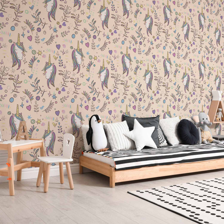 Modern Wallpaper Unicorns and Flowers 108338 additionalImage 4