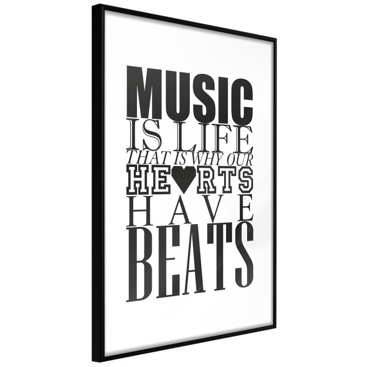 Poster Music Is Life - composition with black and white texts and a heart between them 114738 additionalImage 13