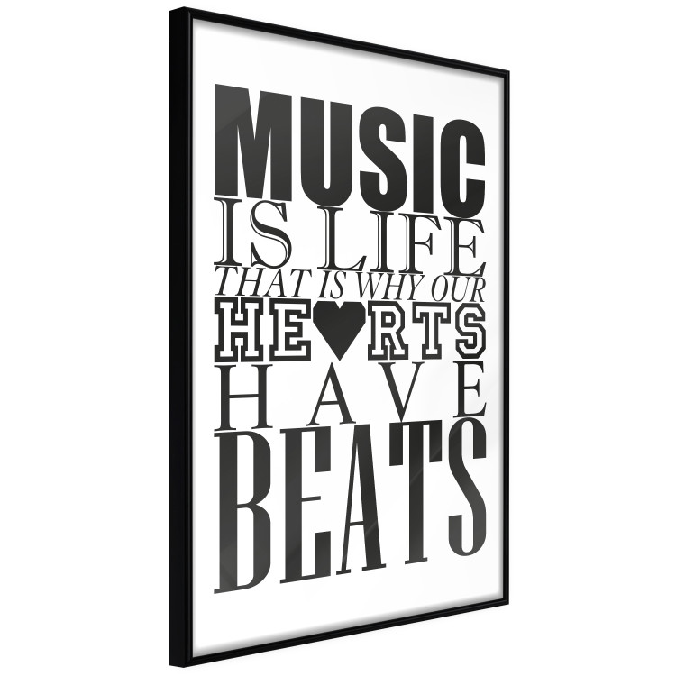 Poster Music Is Life - composition with black and white texts and a heart between them 114738 additionalImage 12