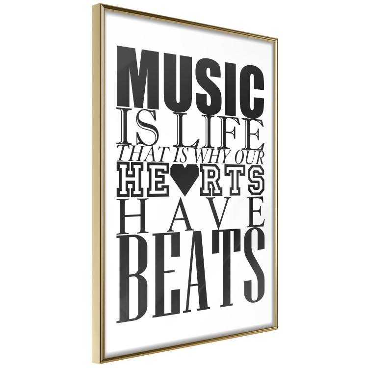 Poster Music Is Life - composition with black and white texts and a heart between them 114738 additionalImage 14