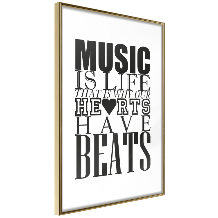 Poster Music Is Life - composition with black and white texts and a heart between them 114738 additionalImage 8