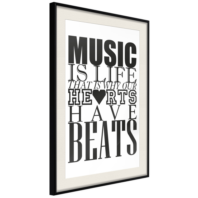 Poster Music Is Life - composition with black and white texts and a heart between them 114738 additionalImage 3