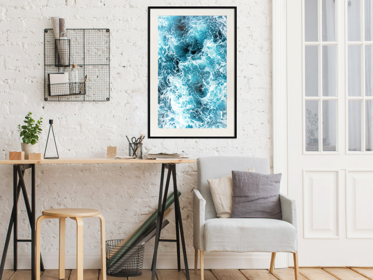 Poster Sea Current - nautical composition with foamy sea waves 115238 additionalImage 24