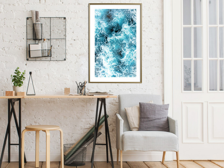 Poster Sea Current - nautical composition with foamy sea waves 115238 additionalImage 15