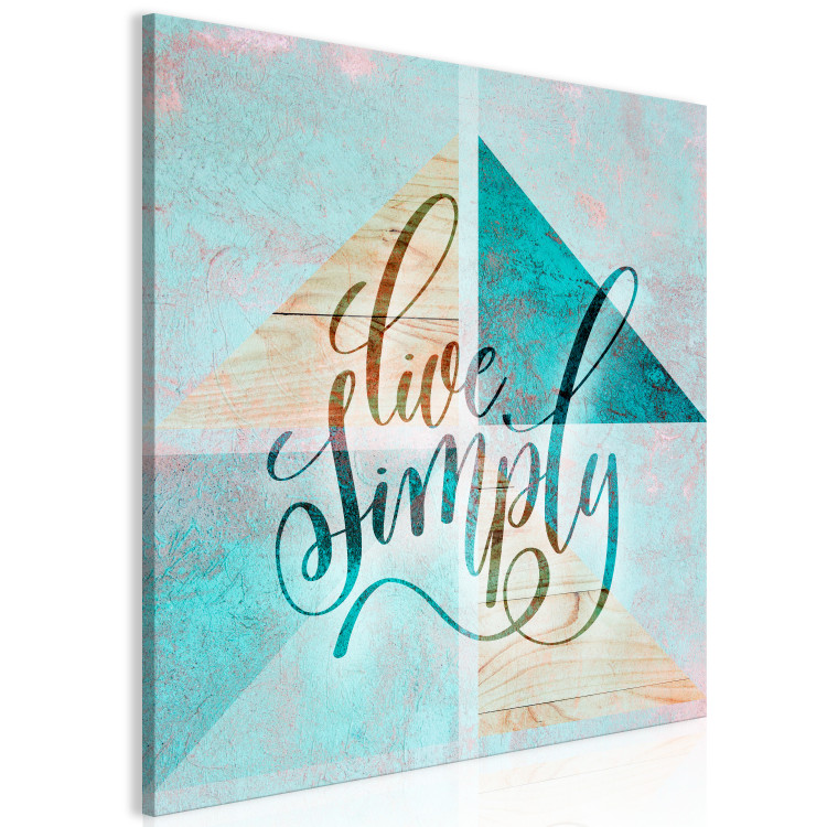 Canvas Philosophy of Life (1-part) - Triangular Elements on Wooden Background 116338 additionalImage 2