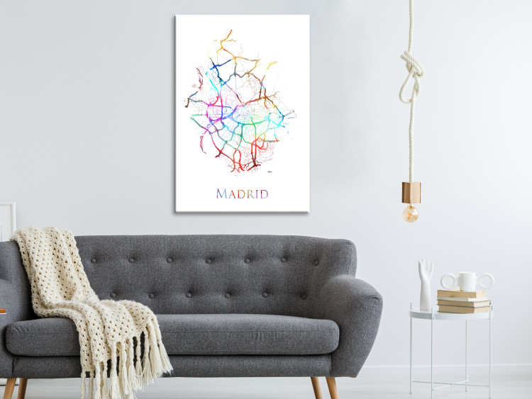 Canvas Art Print Madrid - the rainbow map of the Spanish city from a bird's eye view 117838 additionalImage 3
