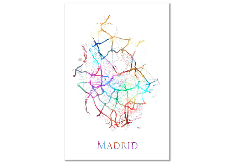 Canvas Art Print Madrid - the rainbow map of the Spanish city from a bird's eye view 117838