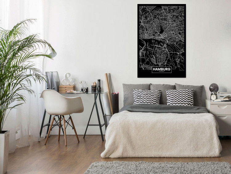 Poster Map of Hamburg - black and white composition with a map of the German city 118138 additionalImage 17