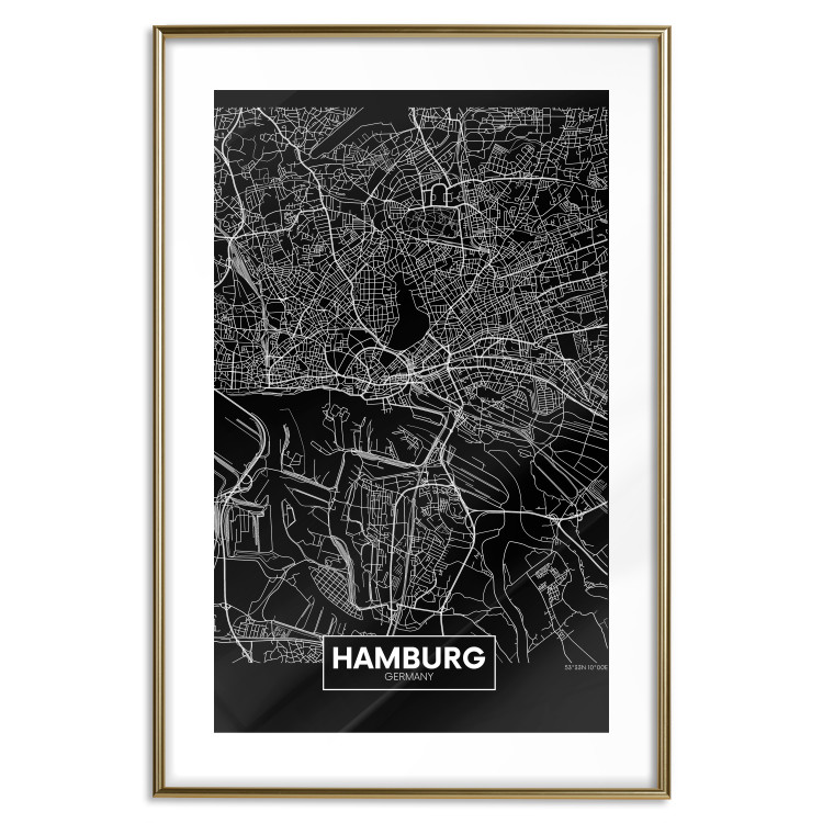 Poster Map of Hamburg - black and white composition with a map of the German city 118138 additionalImage 14