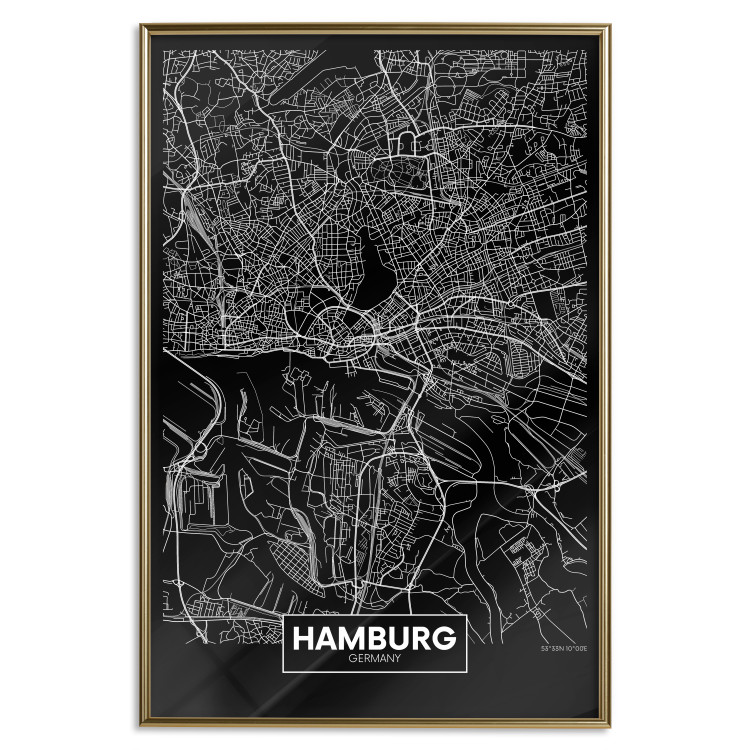 Poster Map of Hamburg - black and white composition with a map of the German city 118138 additionalImage 19
