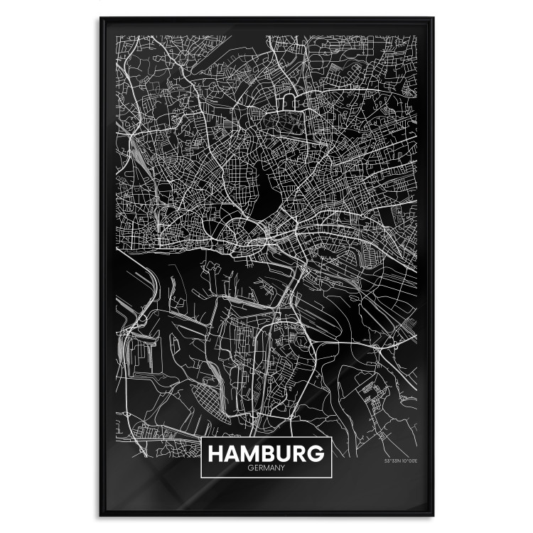 Poster Map of Hamburg - black and white composition with a map of the German city 118138 additionalImage 20